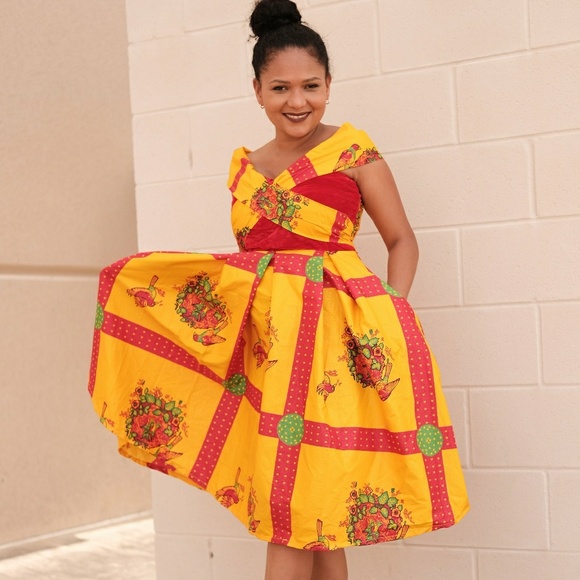 Veroex Dresses & Skirts - African print women dress off shoulder